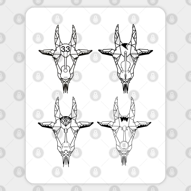 Billy Strings Goats with Instruments Sticker by Wind and Rae